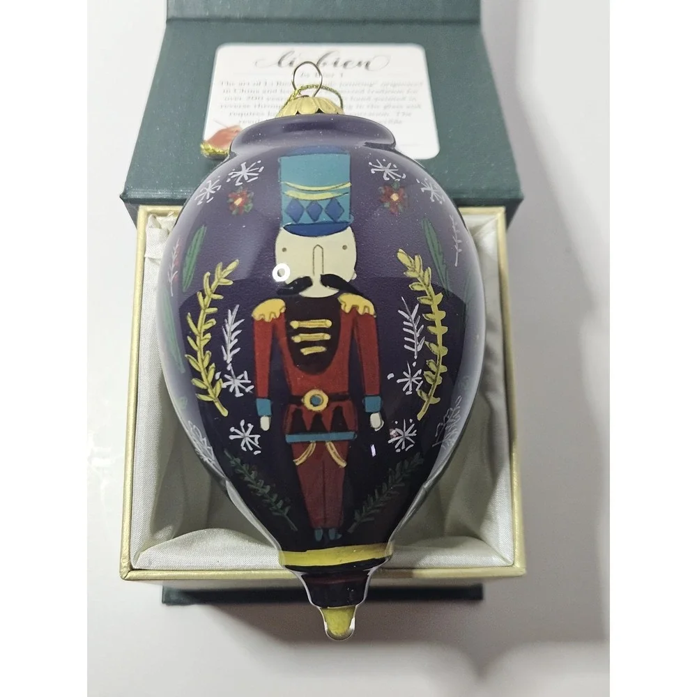 Pier 1 Li Bien 2019 Nutcracker Christmas Ornament Teardrop Glass Black Boxed